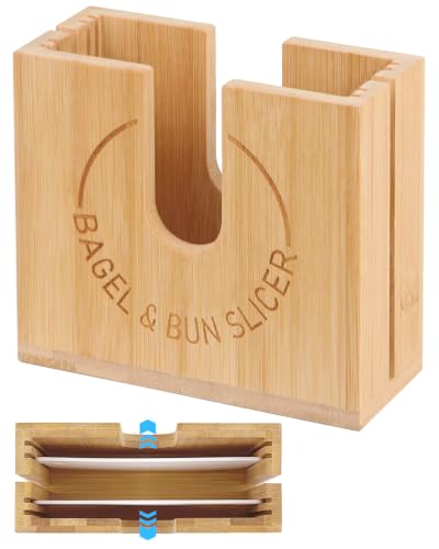 Adjustable Bagel Slicer Holder - size: Medium (Bamboo)