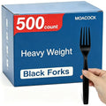 MOACOCK 500 Count Heavy Weight Black Plastic Forks - color: Black