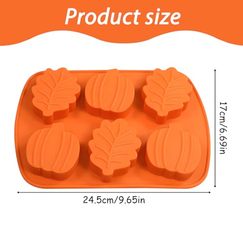 Fall Silicone Molds Pumpkin and Leaf Shapes, Set of 2 - color: Orange-QY353