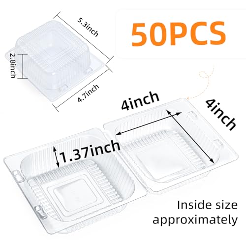 50 Count Heavy Duty Clear Clamshell Food Containers Hinged with Lids - color: Clear - 50 Count