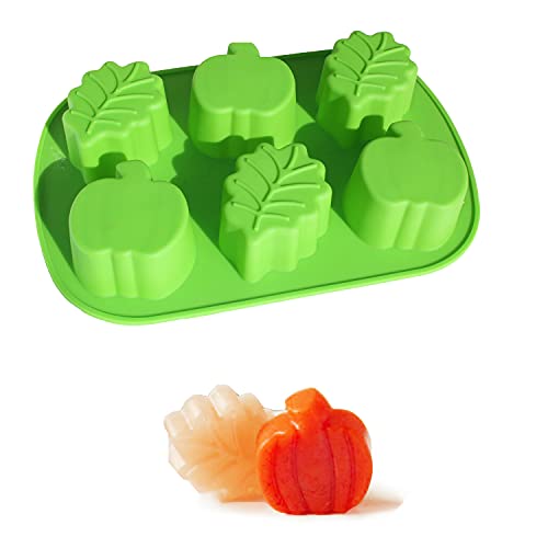 X-Haibei Autumn Fall Decorative Silicone Mold for Soap, Crayons, Candles, and Chocolate - 3oz per Cavity, Food-Grade, Easy Release, and Clean （ Pumpkin, Leaves ）