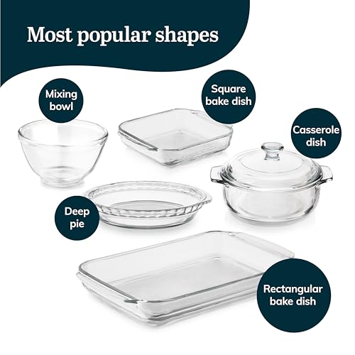 Libbey Baker's Basics 5-Piece Glass Bakeware Set with 1 Glass Cover - color: Basic - 5pc Mixed Set