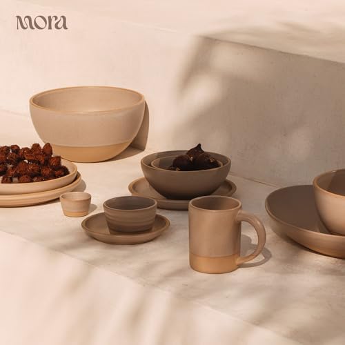Mora Mini Ramekins Set of 4, 8oz Ceramic Pottery Baking Dishes - Microwave, Oven and Dishwasher Safe - Mushroom - color: Mushroom, size: Mini
