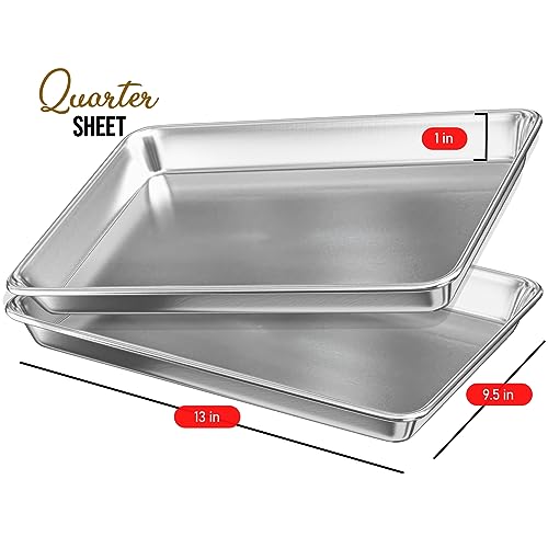 Aluminum Baking Sheet Set, Quarter Sheet Pan, Commercial Quality Cookie Sheets for Baking or Roasting Non-Stick, Warp Resistant Aluminum 9 x 13 Baking Pan - size: 2pc - Quarter Sheet Pan/9"x 13"
