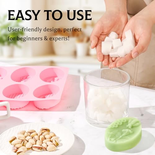 SJ 3D Bee Honeycomb Soap Mold Set, 2-Pack 6-Cavity Silicone Soap Molds - color: Pink+Purple / 3D Honeycomb