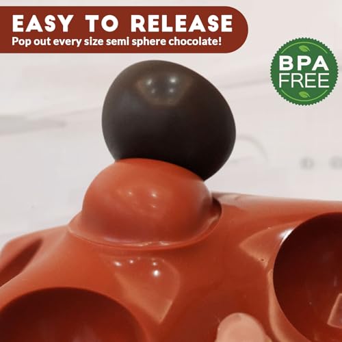 HKNMTT Silicone Semi-Sphere Molds 15 Cavities 2-Pack 1.5" for Chocolate Truffles Jelly Fat Bombs Gelatina, Small Baking Round Half Sphere Candy Moulds, Homemade Freeze Food Grade BPA Free Oven Safe - style: 1.5" Semi Sphere 2PCS