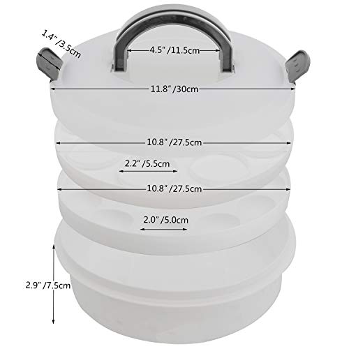 Portable Pie Cupcake Carrier with Lid and Tray 3-In-1 Round Cupcake Container Egg Holder Deviled Egg Tray Muffin Tart Cookie Food Keeper 10 Inch