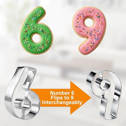 9PCS 0-9 Number Cookie Cutters Set, Stainless Steel Metal Birthday Numbers Cutters for Cake Topper, Baking Decorating, Fondant, Digit Cookie Cutters, Baking Tool for Homemade Biscuits, Cookie, Dough