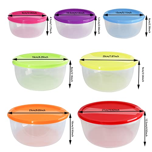 Plastic Multicolor Salad Bowl Set,Microwave and Dishwasher Safe,Ideal for Baking, Prepping, Cooking and Serving Food (Set of 7) (Multicolor-Round)