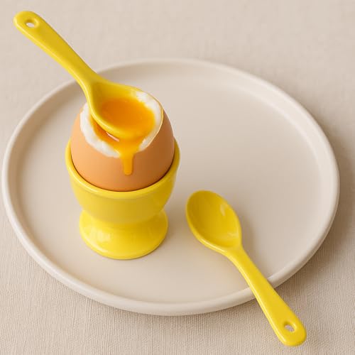 Mini Spoons for Spices, Ceramic Spoon 3.5 inch for Spice Jars, Espresso Spoons, Small Seasoning Spoon for Salt, Coffee, Sugar, Powder and Pepper (Yellow spoon A set of 4) - color: Yellow spoon A set of 4
