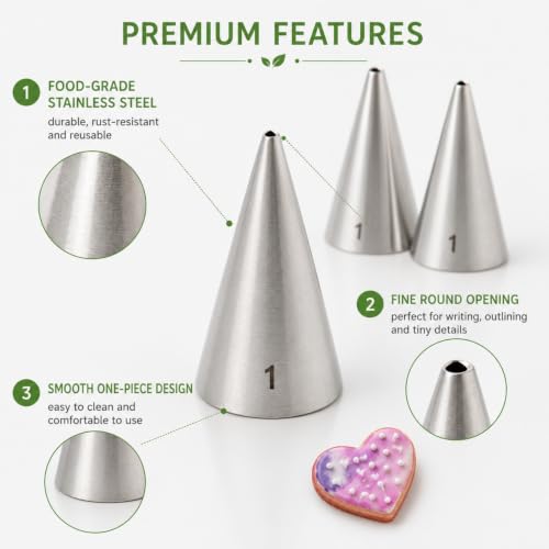 5 Pcs #1 Piping Tips,Stainless steel