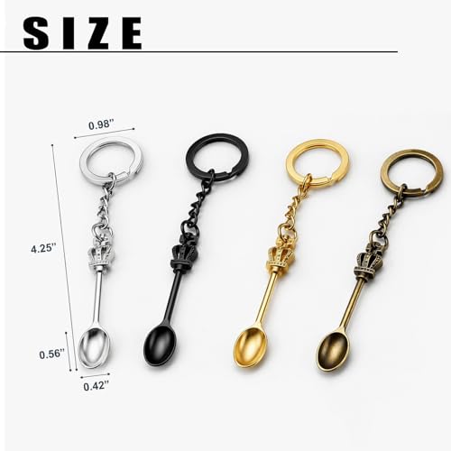 Mini Spoon Keychain - 4 Pack Metal Small Measuring Spoons(4 Color)