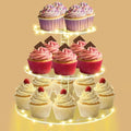 Round Cupcake Stand with Yellow Lights, 3 Tier Cupcake Tower for Party - color: Yellow Light, size: 3 Tier Round
