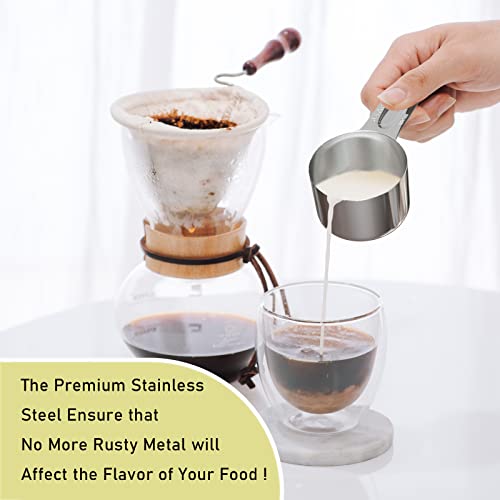 1PCS 3/4CUP(180ml, 6oz) Measuring Cup, 18/8 Stainless Steel Measure Scoop - size: 3/4cup|180ml|6oz