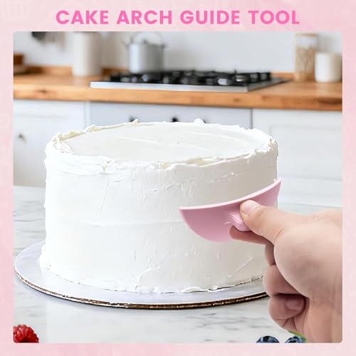 2 PCS Cake Arch Guide Tool, Cake Piping Guide Tool, Ruffle Guide Stencil, Cake Decorating Tools, Cake Ruffle Marker for 6"-10" Cakes