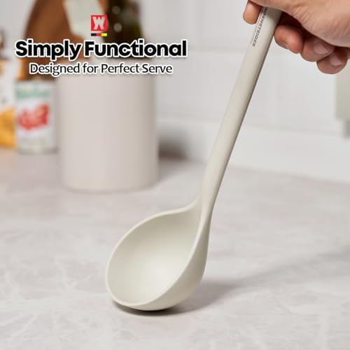 Wagensteiger Light Gray Silicone Cooking & Serving Spoon: Cooking Utensil with Heat Resistant, Non-stick Cookware Safe, Gentle Head Design, BPA Free (12.60inch x 3.15inch) - size: 12.60inch x 3.15inch