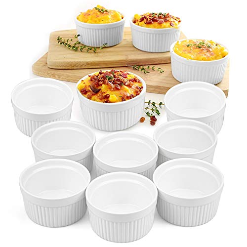 Foraineam Set of 12 Pcs 6 oz Porcelain Souffle Dishes, White Ramekins Bakeware Set Dessert Custard Baking Cups for Baking, Cooking, Serving and More (Pack of 2) - size: 6 Ounce (Pack of 2)