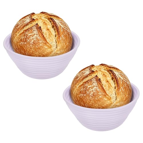 uxcell 2Pcs Silicone Bread Proofing Basket 4.9" Round Sourdough Lavender - color: Lavender, size: 12.5 cm / 4.9 Inch