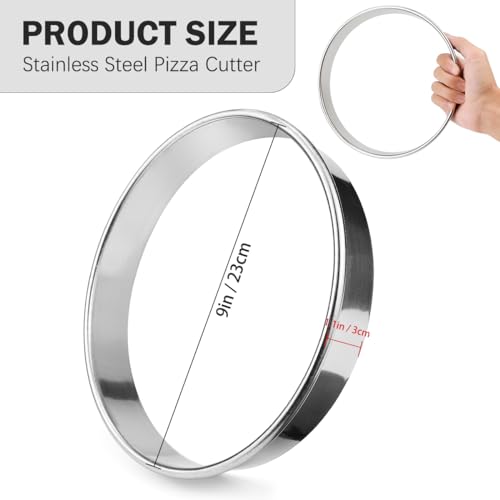 9 Inch Round Cookie Cutter - Stainless Steel Tart Pizza Ring Mold for Baking, Pastry Dough, Doughnuts - size: 9 inches