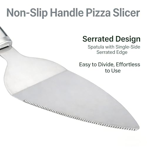 Pizza Cutter & Server Set, 2pcs Stainless Steel with Non-Slip Handles