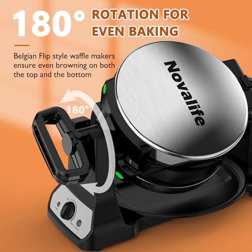 Waffle Maker, 1400W Belgian Waffle Maker, Double Waffle Iron 180° Flip, Rotating Nonstick Plates, Adjustable Browning Control, Locking Buckle & Cool Touch Handle, Removable Drip Tray, Stainless Steel - color: Sliver