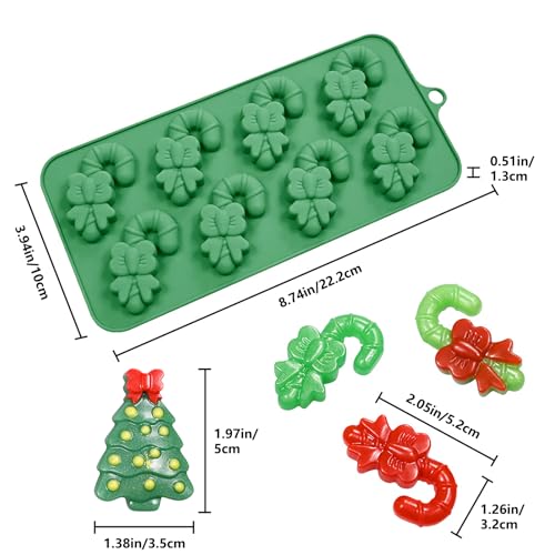 Christmas Silicone Candy Molds Includes Christmas Tree and Candy Cane Chocolate Molds (2PCS) for crafting chocolates, ice cubes, sweets, and cake embellishments - size: Christmas Tree and Cane