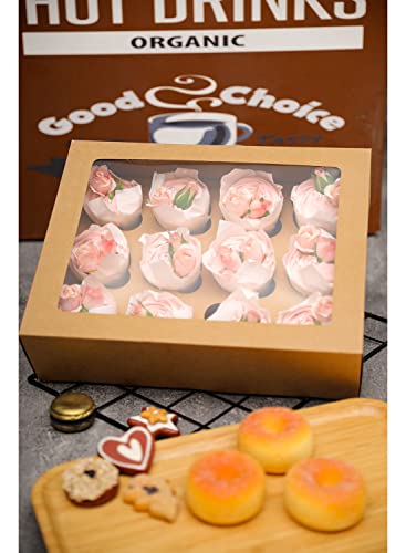 Bakepacker Auto-pop up 12 Cupcake Box, Brown, 6-Packs - color: Brown,6
