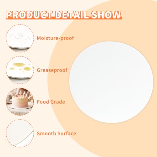 HORLIMER 50 Pack Cake Boards 12 Inch Round, Food-Grade Circle Cardboard Cake Drums Base, White Cake Plates for Birthday, Party, Wedding Display - size: 12 in