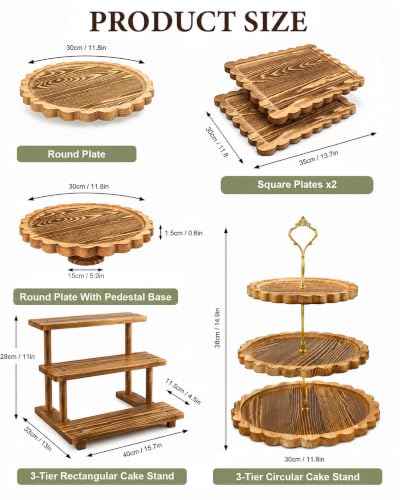 Wooden Dessert Table Display Set, 6-Piece Cake and Cupcake Stand Combo