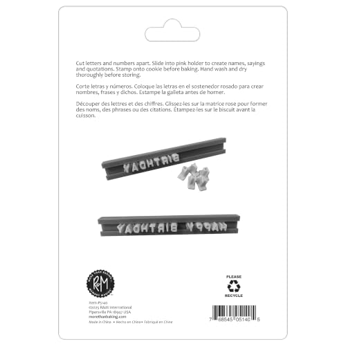 R&M Message Stamper Kit – Custom Cookie Embosser Set with Letters, Numbers, Symbols & Holder for Personalized Baking
