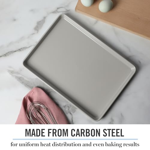 Martha Stewart Gallen 13 x 9 Inch Nonstick Carbon Steel Cookie Sheet – Cool Grey, Durable Bakeware for Even Baking and Easy Cleanup - color: Cool Gray, size: 13" Cookie Sheet