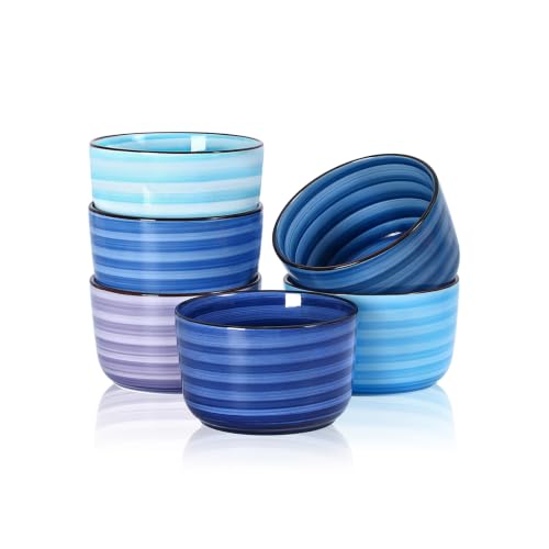 Selamica 12 OZ Ramekins Oven Safe, Ceramic Souffle Dishes Set of 6 - color: Gradient Blue, size: 12 Oz