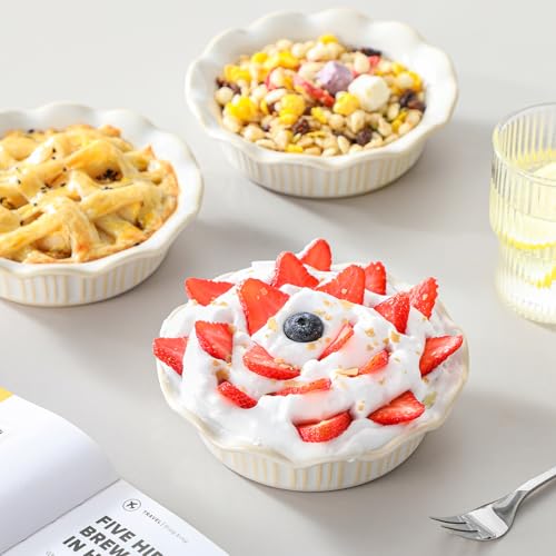 vancasso Ceramic Mini Pie Pans Set of 6, 5.2 Inch Small Pie Dishes, White - color: White
