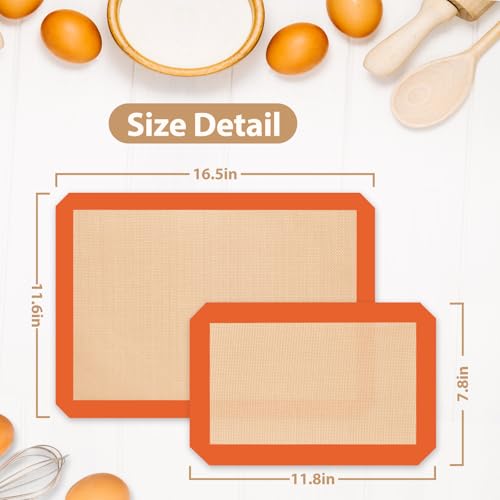 Silicone Baking Mat, Reusable Silicone Oven Baking Sheet - color: Orange