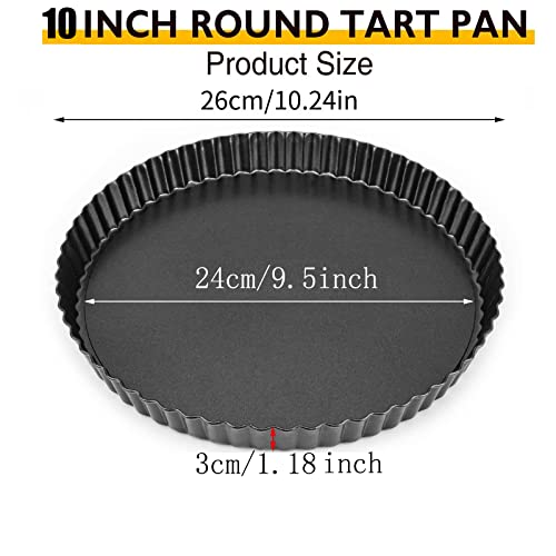 RICHSC-PAN Tart Pan 10 Inch Tart Pan Carbon Steel Round Non-Stick Pan. - size: 10*1.1Inch