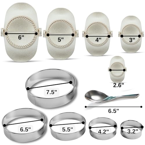 Empanada Maker Press, Large Dumpling Maker Set (6"/5"/4"/3"/2.6") - color: White, size: 6"+5"+4"+3"+2.6"