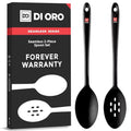 DI ORO Silicone Cooking Spoons - Solid & Slotted Set, 2-Pc Black - color: Black