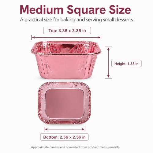 50 Pcs Rose Gold Square Baking Cups, Disposable Paper Pans - color: Rose Gold