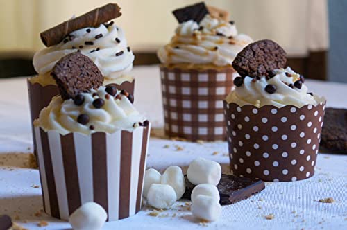 Paper Baking Cups (Polka Dots), Greaseproof Disposable Cupcake Liners (Chocolate Brown, Large Cups (50-Pack)) - color: Chocolate Brown