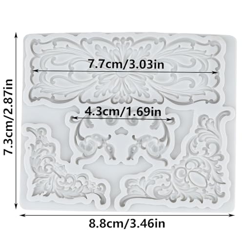 Baroque Corner Silicone Scroll Flower Relief Lace Fondant Mold - color: Style G