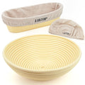 Lorzon Banneton Bread Proofing Baskets Set of 2, 11″ Round & 12″ Oval Sourdough Proofing Baskets with Liners, Proofing Bowls for Sourdough Bread (Plastic) - color: Basic
