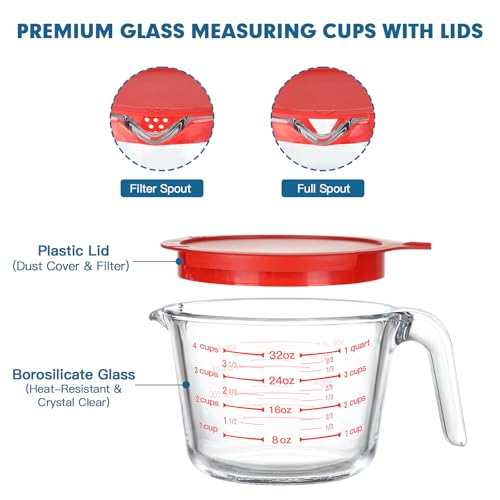 4 Pieces Glass Measuring Cups Set