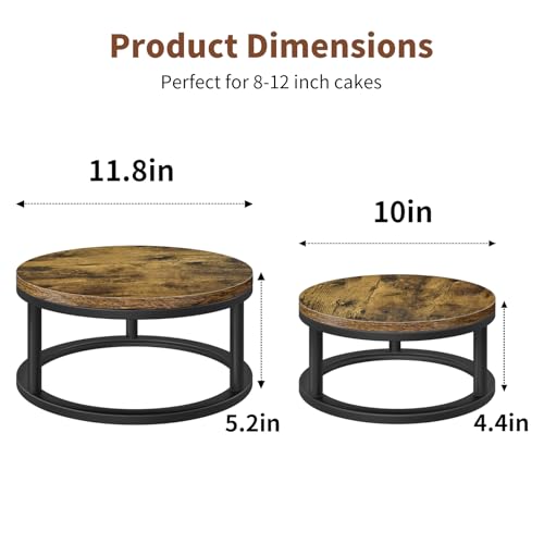 2 Pack Rustic Round Cake Stand Set, 10/12 Inch Cupcake Pedestal Stands - size: 2 Pack - Round