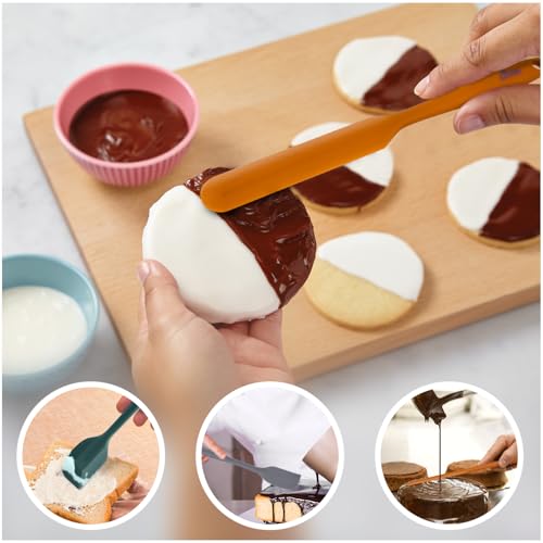 HOTEC 600℉ Heat Resistant Silicone Rubber Spatula Set, Neutral, Set of 5 - color: Neutral