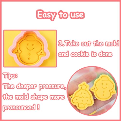 10 Piece Mini Christmas Cookie Cutters, 3d Xmas Theme Cookie Stamps