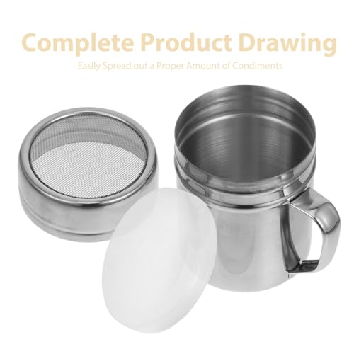 Cabilock Stainless Steel Powder Shaker with Handle Fine Mesh Lid 1pc