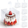 RAINFLOW 6 Packs Clear Cake Boxes with Handle - 6x6x5 Inch Gift Treat Boxes