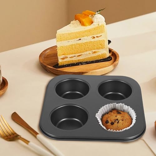 SHOWERORO Muffin Pan 4 Grids Muffin Baking Cups Non-stick