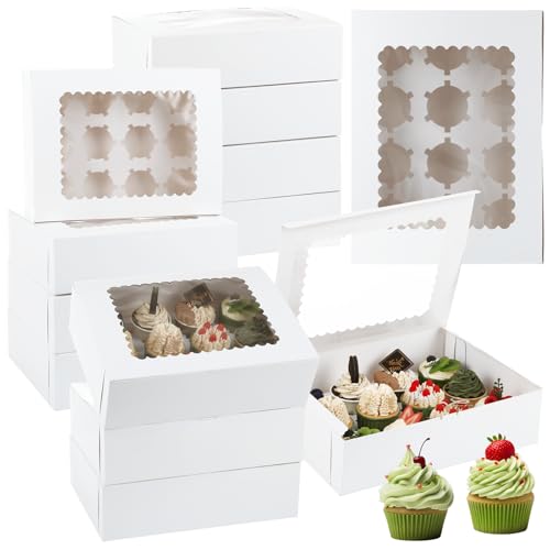 40 PCS Cupcake Boxes 12 Count Bakery Boxes with Window and Inserts