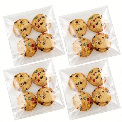200Pcs 5.5*5.5in Clear Cookie Bags, Self Sealing Cellophane Bags - color: Clear, size: 5.5 x 5.5 inch